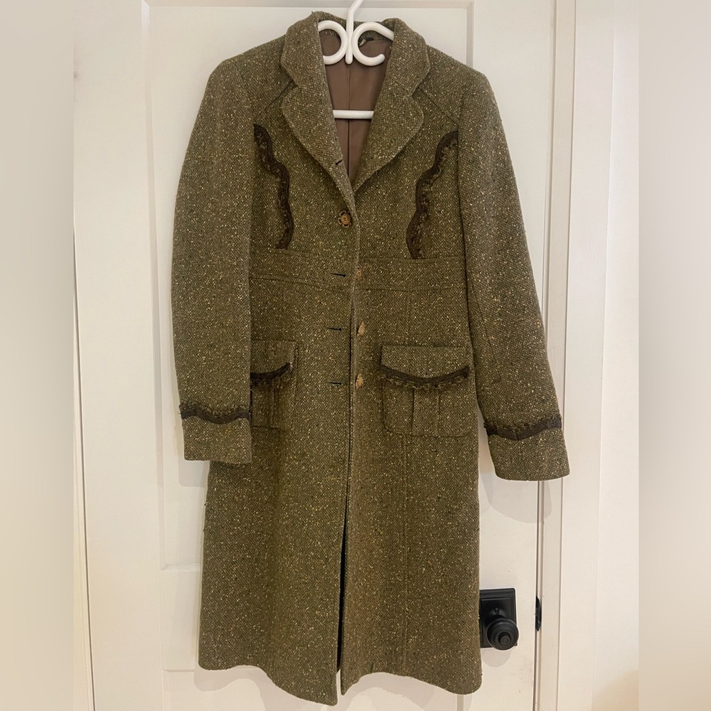 Tara Jarmon - Wool Olive Tweed Coat (size: S/M)
